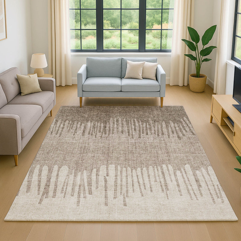 Premium Machine Washable Mayfield AMF2135 Striped Rug, 10' x 14', Brown