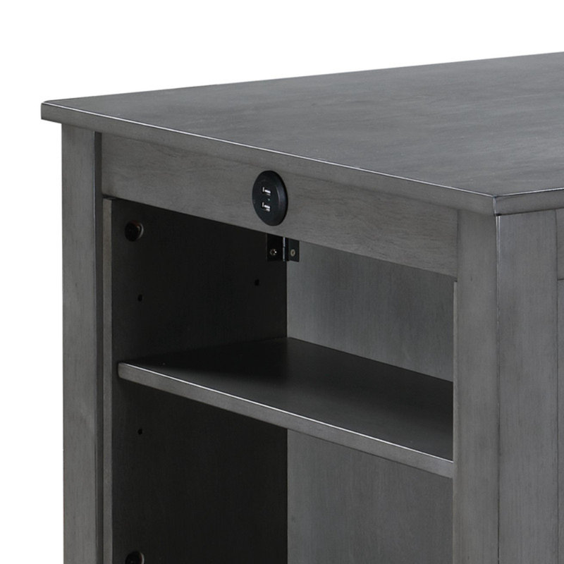 Table de salle à manger à hauteur de comptoir 3 pièces avec tablettes et 2 chaises Christman, Gris / Gris, Gris clair