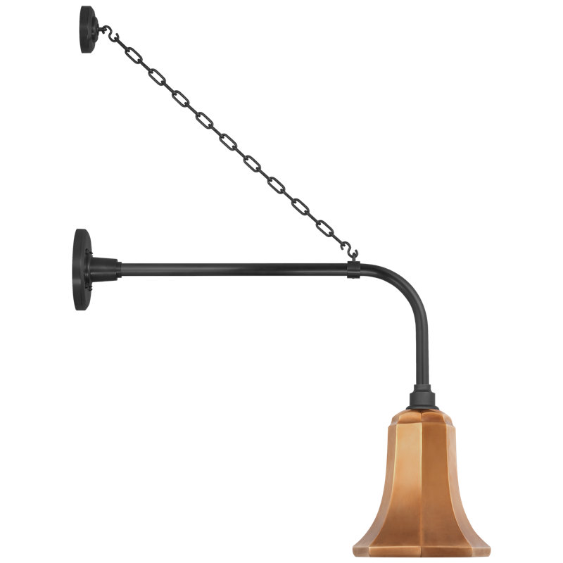 Thomas O'Brien, "Academy 20" Anchored Rex Barn Light in Matte Black with 9.25" White Savannah Shade, Soft Copper, Matte Black