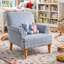 Striped Upholstered Wooden Chair with Rolled Arm-388584576
