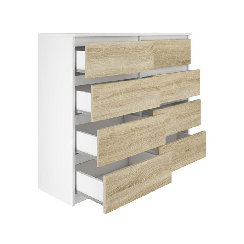 120 cm W Chest of 8 Drawers, Sonoma Oak/White
