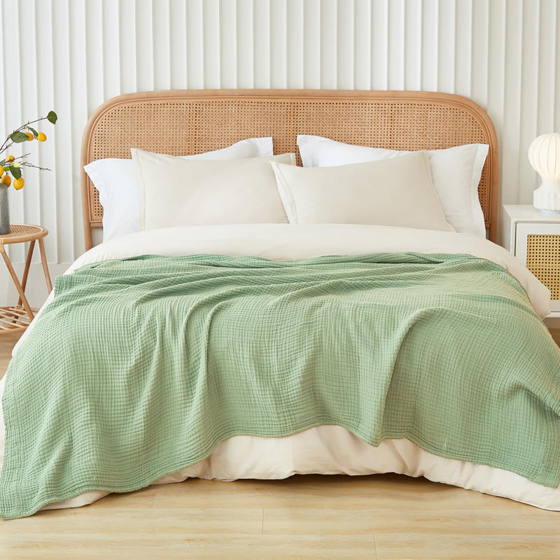 Couverture en coton pour toutes les saisons EMME, Simple extra long, Vert