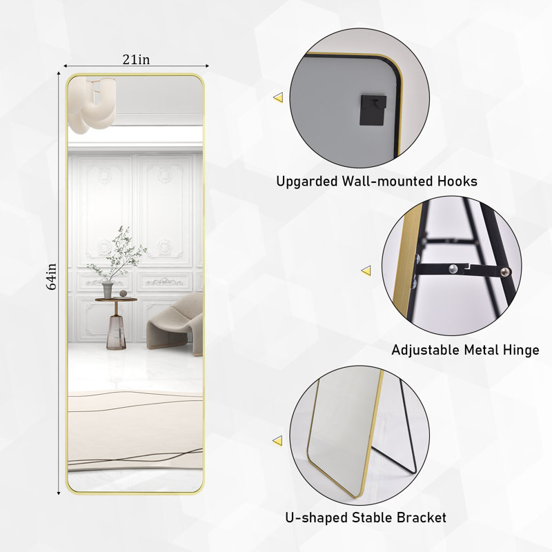 Miroir pleine grandeur Cleaven, Or, H 64 po x l 21 po
