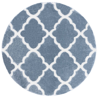 Tapis géométrique bleu / blanc