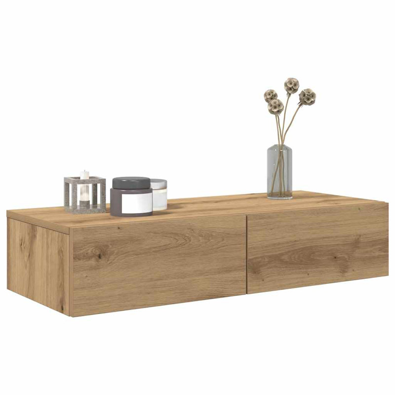 112-9 Wall Mounted Shelf, Artisan oak, 17cm H x 80cm W x 33cm D