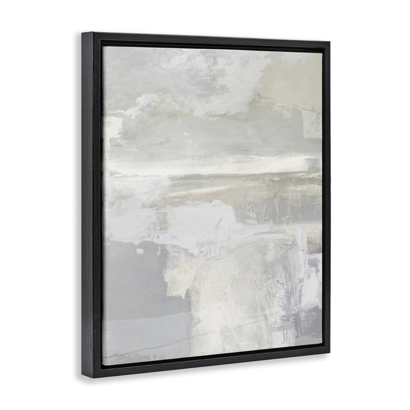 Cadre flottant en cascade doux et neutres, design par Rachel Springer, H 21 po x l 17 po, Cadre flottant noir de jais