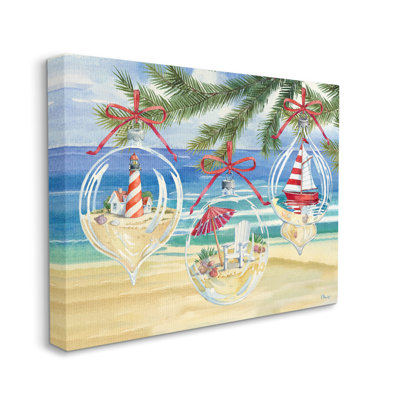Conception d'art mural en toile The Holiday Aisle® Coastal Christmas Ornaments par Paul Brent