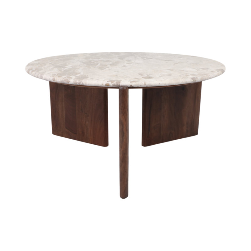 Sagebrook Home 39" Somerset Marble And Wood Coffee Table, Multi