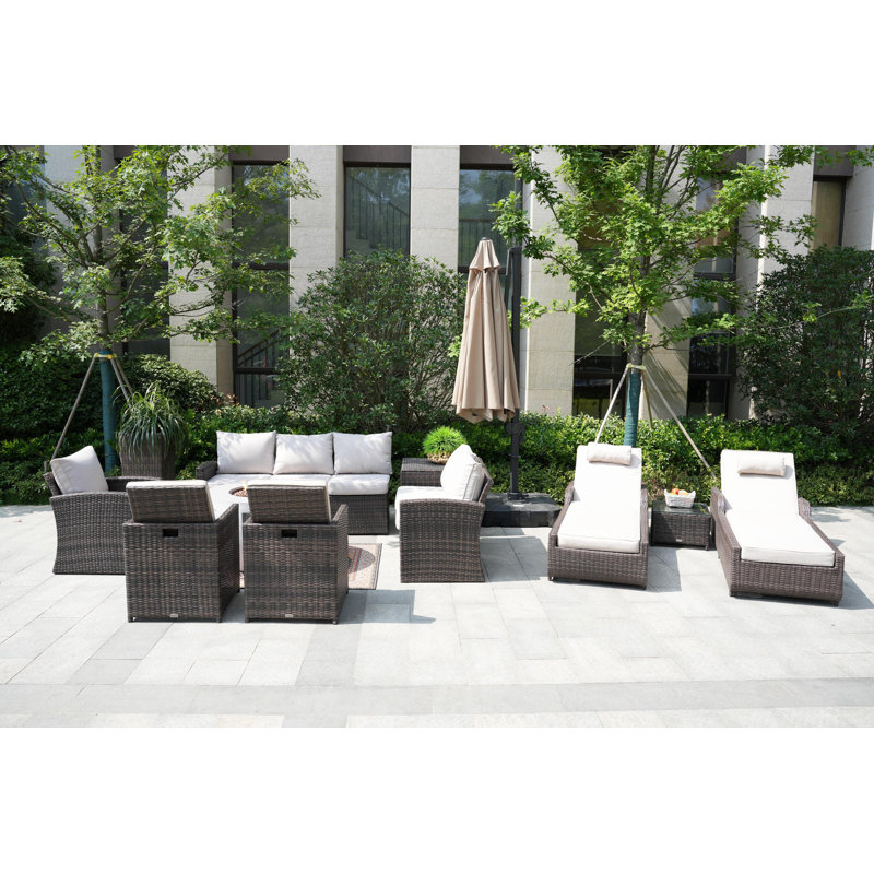 - Person Patio Conversation Set with Cushions, Brown