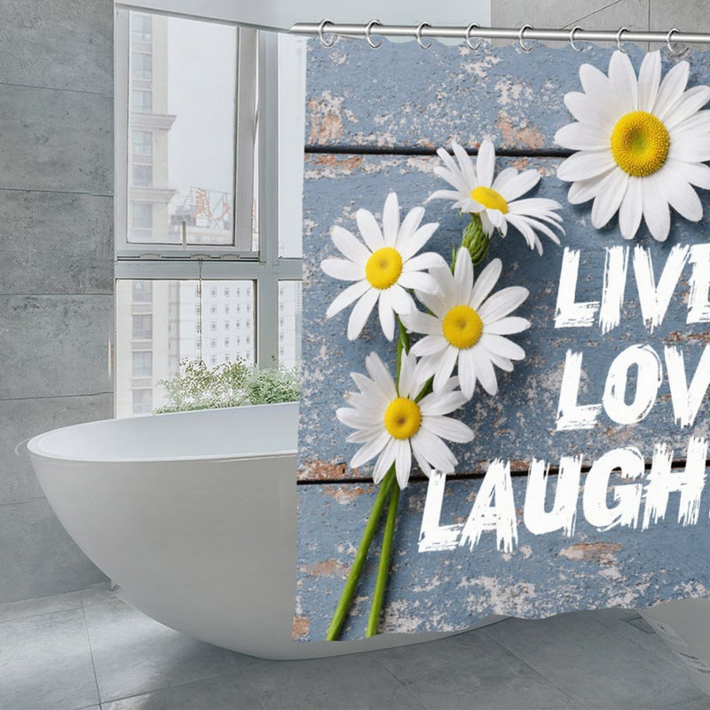 Rideaux de douche Daisy avec Live Love Laugh, 71 x 71