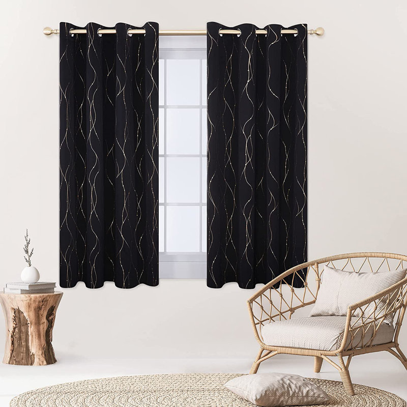 Kellea Room Darkening Curtain Pair, 52" W x 54" L, Black