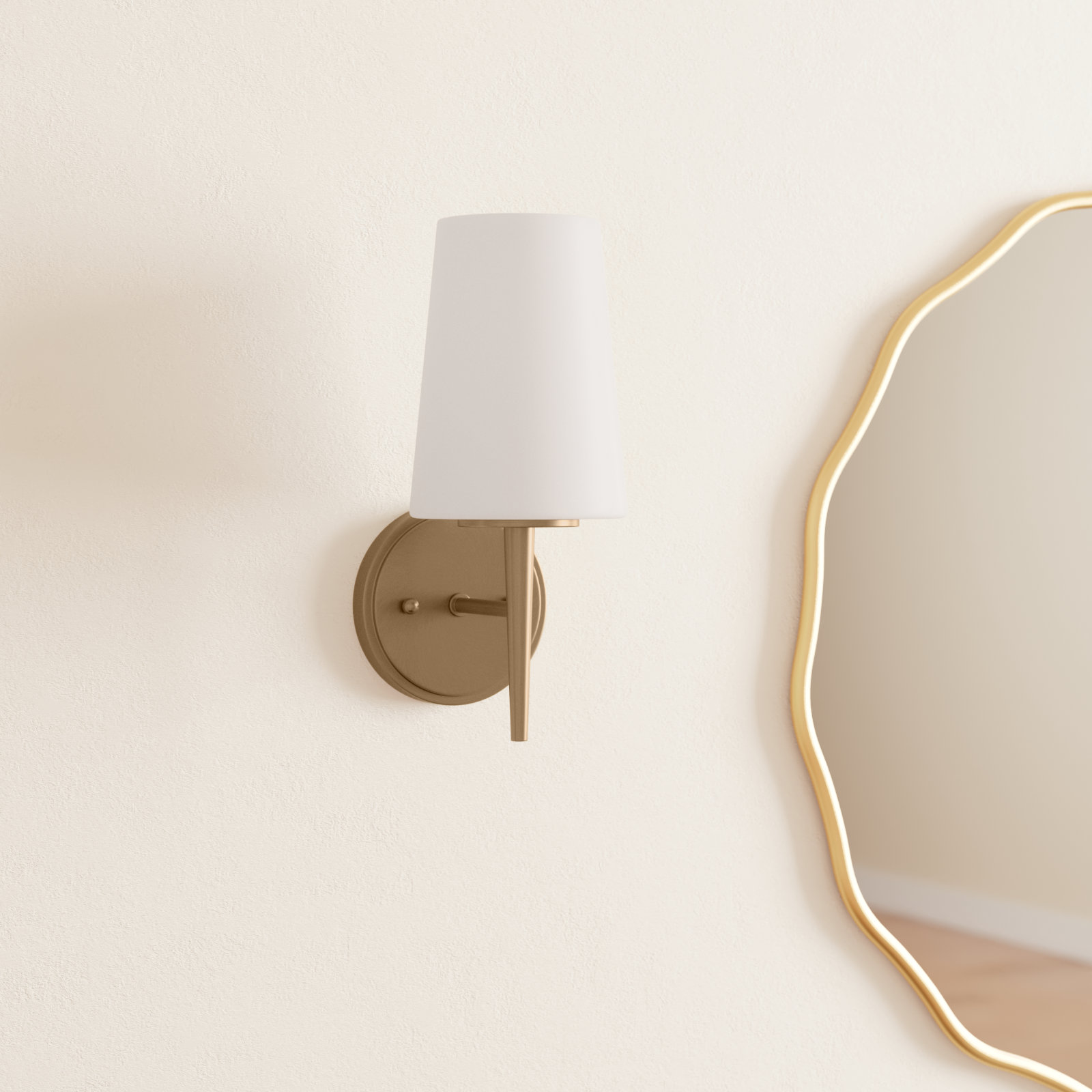 Erlandson Single Light Glass Dimmable Armed Sconce, 100W A19 Medium, Satin Bronze