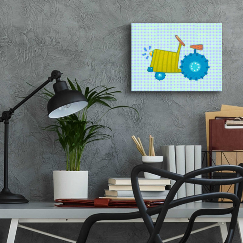 «Blue Tractor» par Viv Eisner, H 12 po x l 16 po