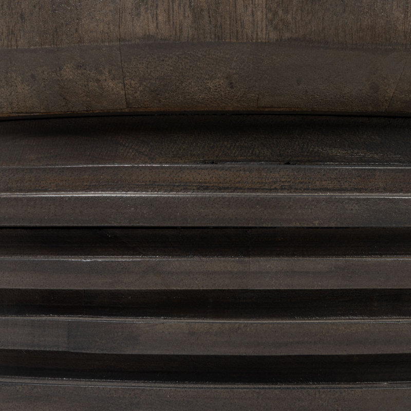 Round Ribbed Mango Wood Side Table