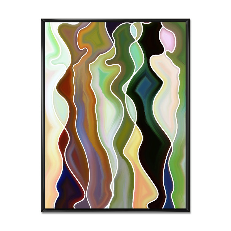 «Abstract Colorful Colorful Curves», impression sur toile, H 32 po x l 24 po, Cadre flottant noir