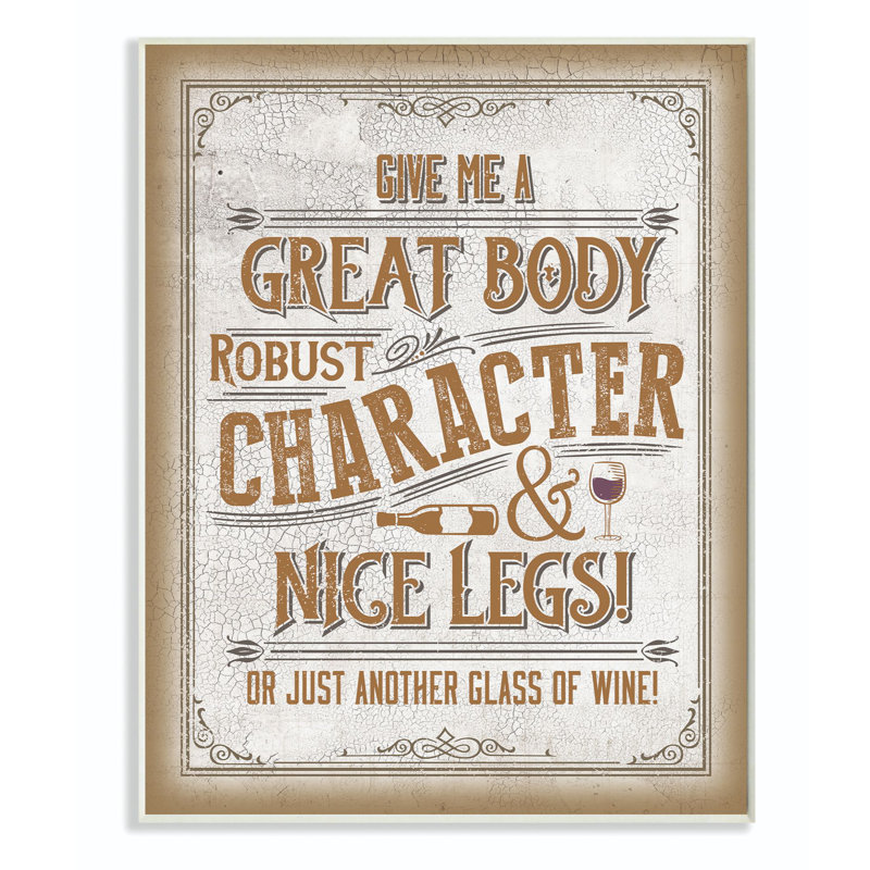 «Great Body Wine Sign», impression d'art graphique, H 15 po x l 10 po, Plaque murale