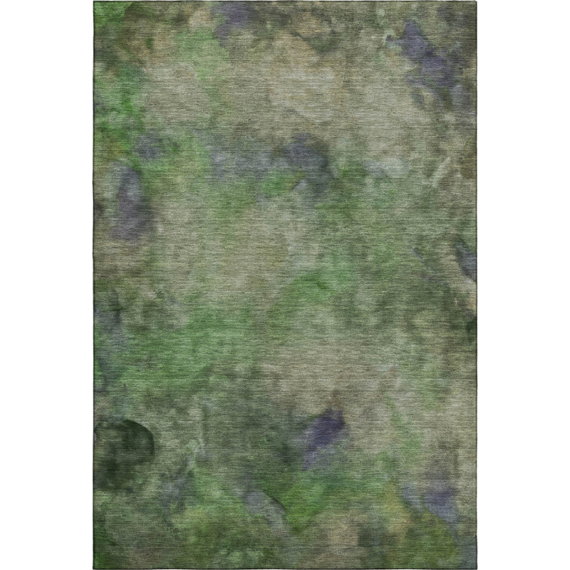Tapis abstrait lavable à la machine de qualité supérieure Mayfield AMF2312, Vert, 3 pi x 5 pi