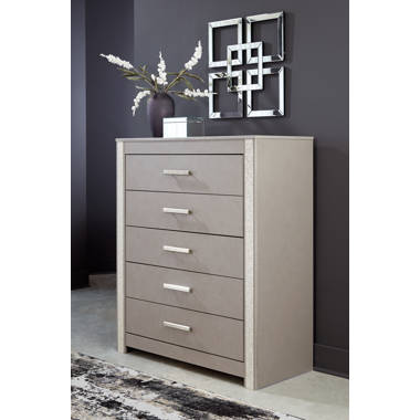 Mercer41 5 Drawers Dresser for Bedroom, White Dresser Storage