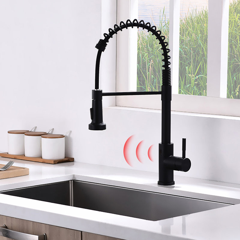 Robinet de cuisine sans contact - automatique intelligent, à main, noir, remplisseur en céramique, laiton, évier à conception élégante, laiton