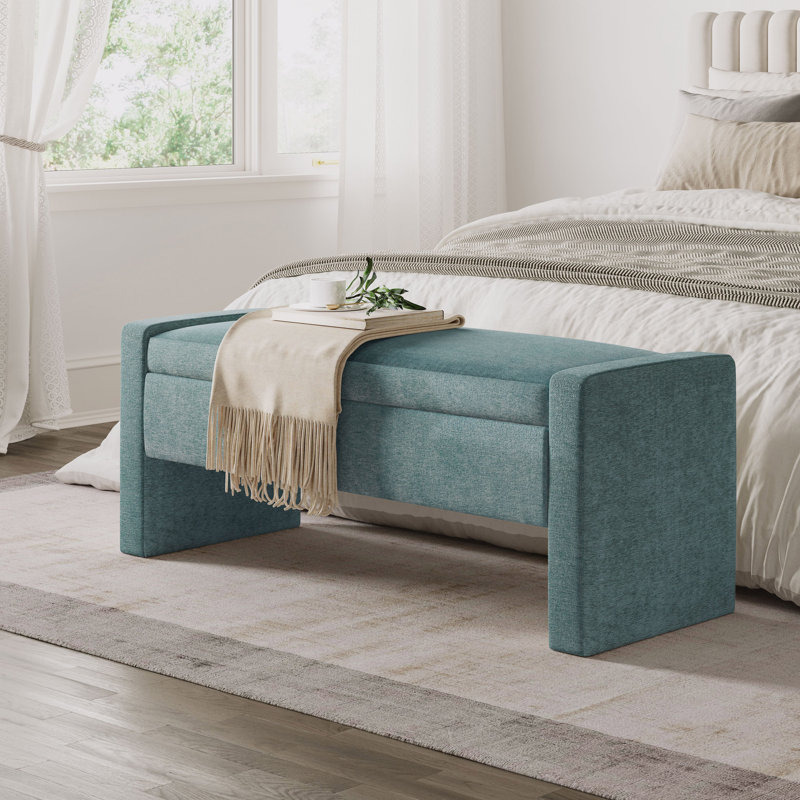 Sharpay Upholstered Storage Bench, Braun Blue