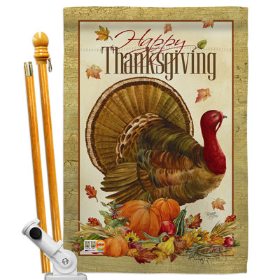 2 côtés en polyester 40 x 28 po bo thanksgiving turquie ensemble de drapeau