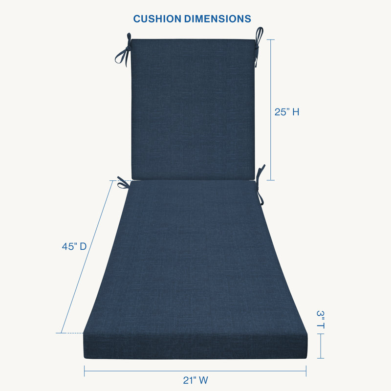 Meridian Outdoor Chaise Lounge Cushion – Weather-Resistant, Reversible, Plush Comfort, Dark Blue