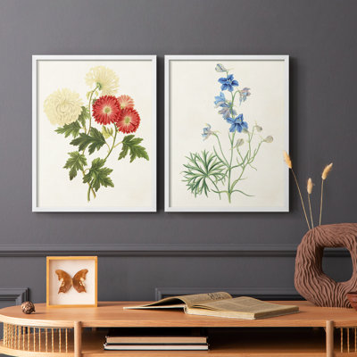 «Flowers of the Seasons I», reproduction encadrée de qualité supérieure - prête à être accrochée - aucun clou requis - aucun clou requis