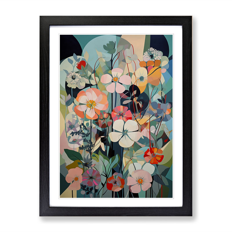 Modern Flowers Orphism Vol.11 - Framed Print, Black, 64cm H x 46cm W x 2cm D