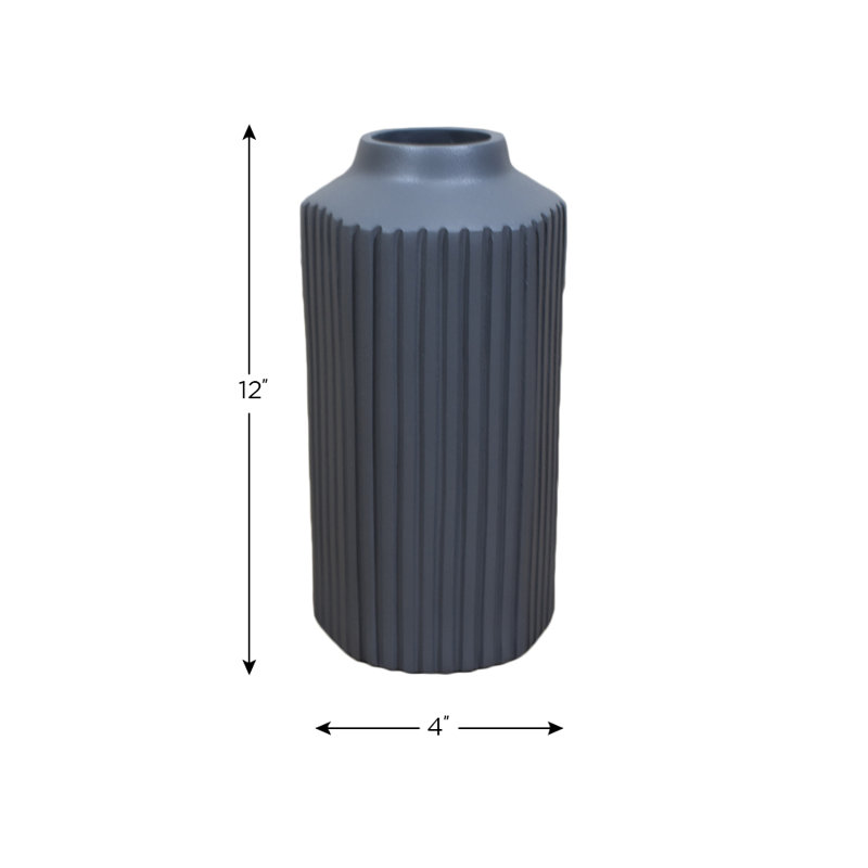 Vase de table Durk 9,84 "Durk, Gris foncé, H 12 po x l 4 po x P 4 po