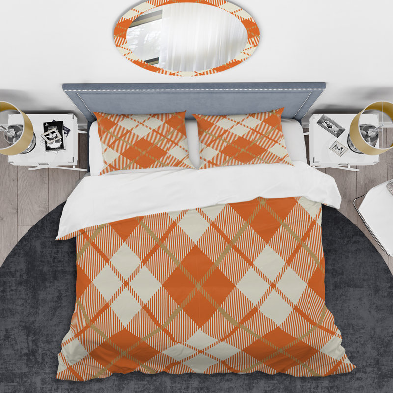 Ensemble de housse de couette en microfibre crème / orange 3 pièces