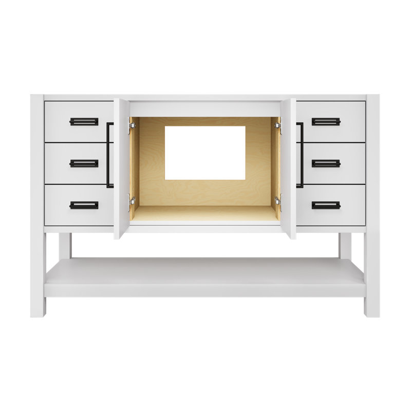Kiawah Single Extra Wide Bath Vanity, Strong White, Matte Black, 54"