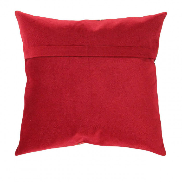 Coussin décoratif en velours Pasargad 16 po x 16 po, Rouge / jaune / noir