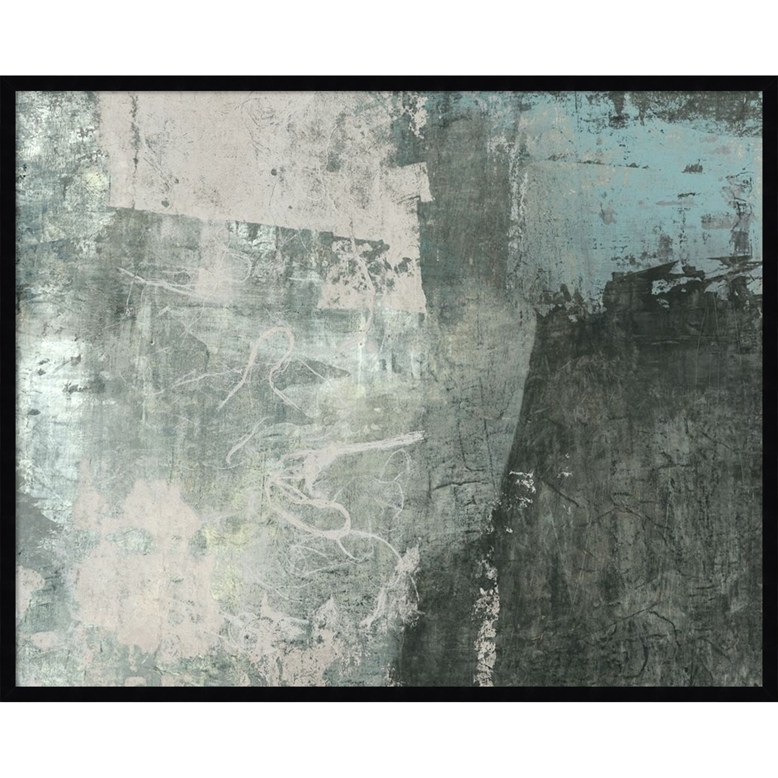 Fresno "Black and Grey and Blue I" Print, 33" H x 41" W, Black
