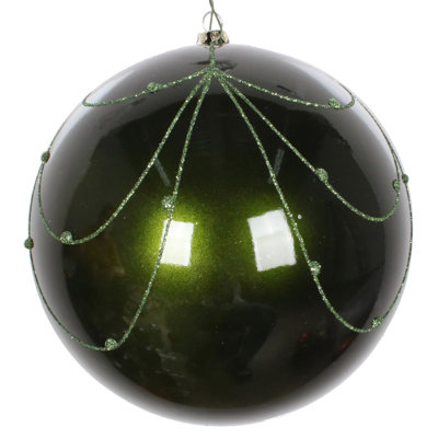 Ornement de rideau à finition bonbon vert mousse 6 po The Holiday Aisle®, avec accents scintillants, 3 par sac