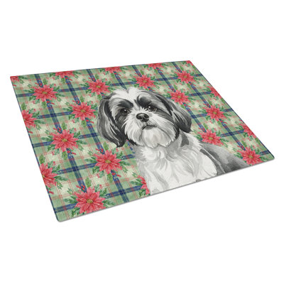 Planche à découper en verre noir et blanc Shih Tzu