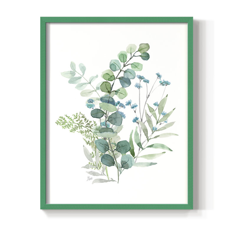 «Blue Mist Eucalyptus I», reproduction encadrée - bois massif, Vert, H 11 po x l 9 po