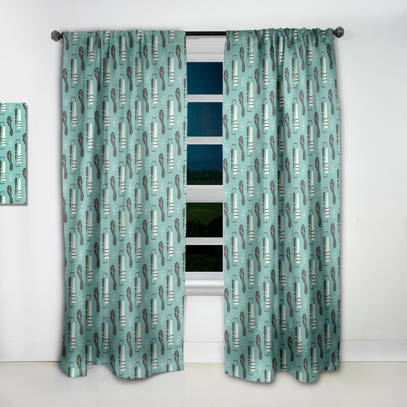 Rideau simple occultant 1950 Mid-Century, L 52 po x L 90 po