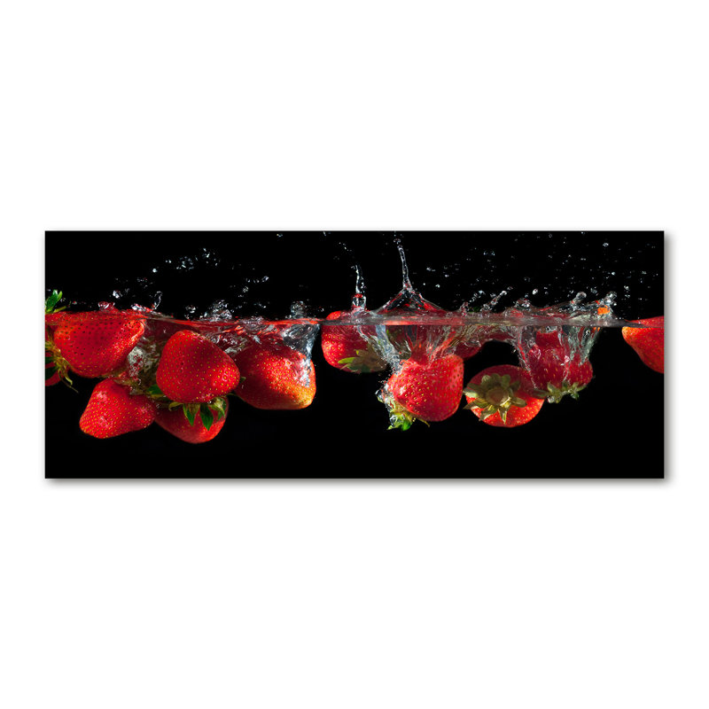 Strawberries under water 1 Piece Wall Art, 70cm H x 100cm W x 4cm D, Canvas