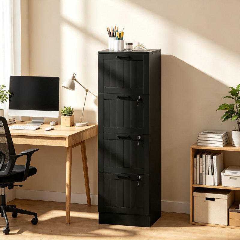 40 cm W 4 -Drawer Filing Cabinet, Black