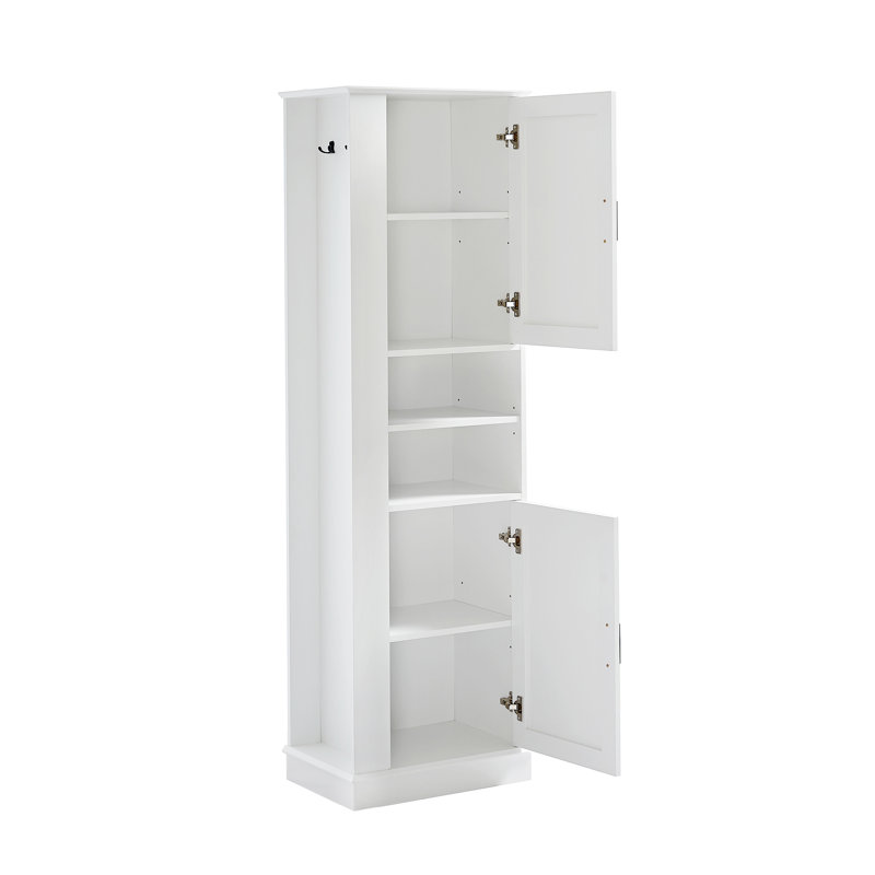 Armoire de rangement pour salle de bain avec 2 tablettes ouvertes, Blanc