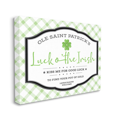 Saint Patrick's Luck of the Irish Sign Green Plaid - art textuel