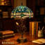 Lampe de table en vitrail de style Tiffany avec base en feuille de métal bronze, abat-jour 12 po, hauteur 19 po, douille E26, conception libellule
