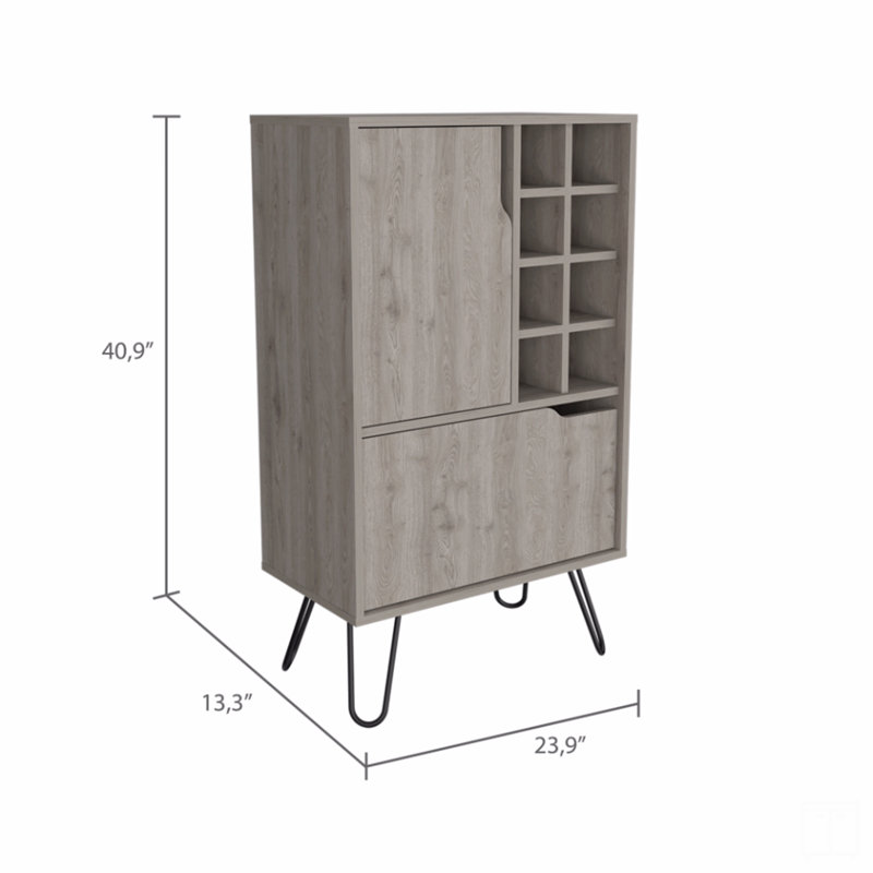 Bar Armoire à porte simple, huit porte-bouteilles encastrés, quatre pieds