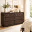 Commode 6 tiroirs 46,9 "de long en noyer foncé 6 tiroirs - panneau arrière uni-613153693