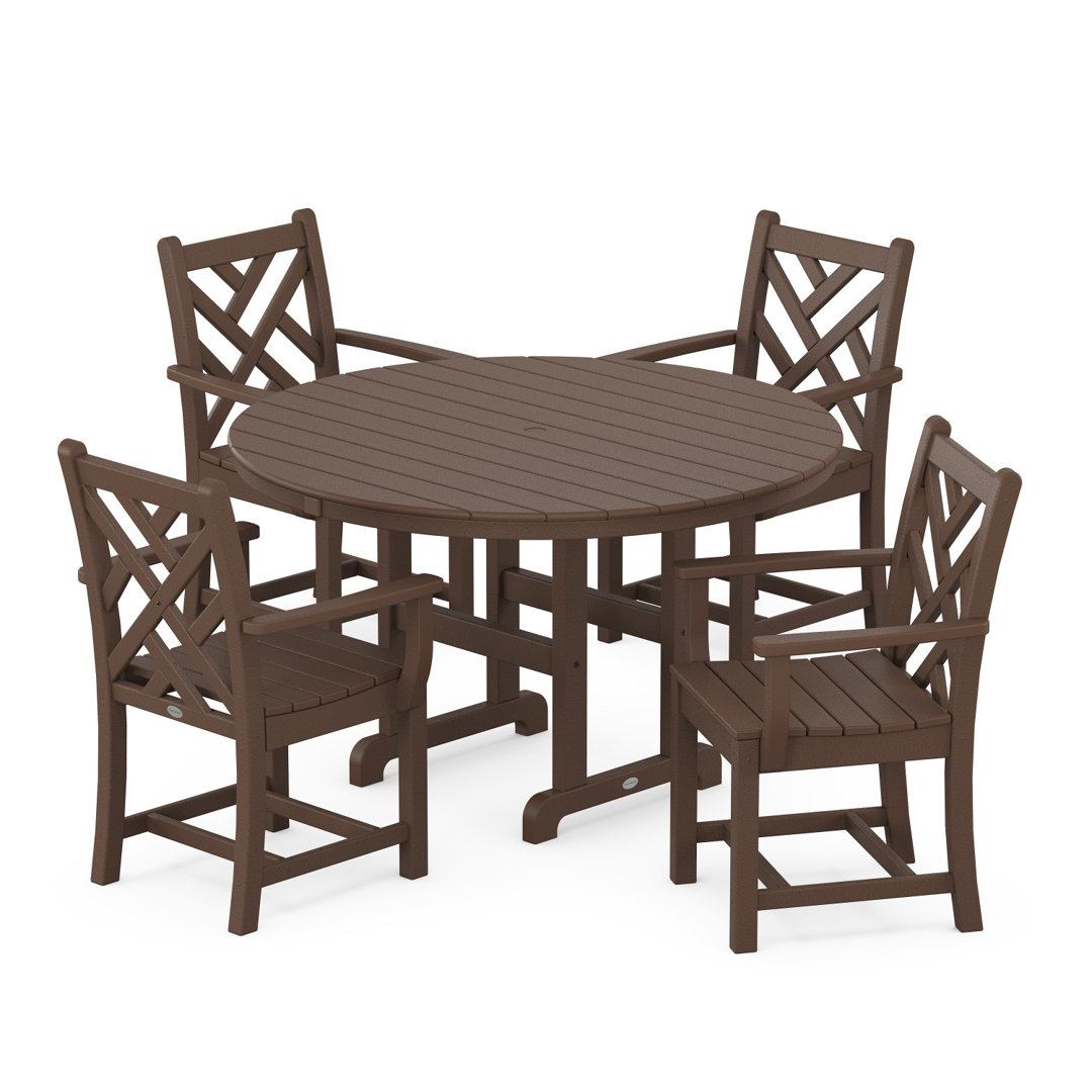 POLYWOOD Chippendale 5-Piece Round Farmhouse Dining Set POLYWOOD® 