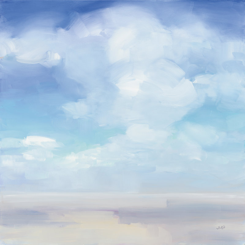 «Beach Sky» par Julia Purinton, reproduction sur toile tendue, H 30 po x l 30 po, Oui, Papier avec cadre photo noyer