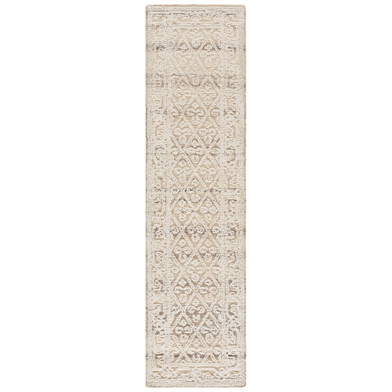 Ebony Hand Tufted Wool; Cotton Geometric Indoor Rug, 2'-3" x 9'-0" Runner