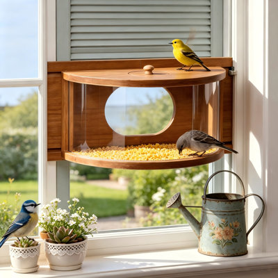 Large Wooden Bird Feeders With 180 Clear View