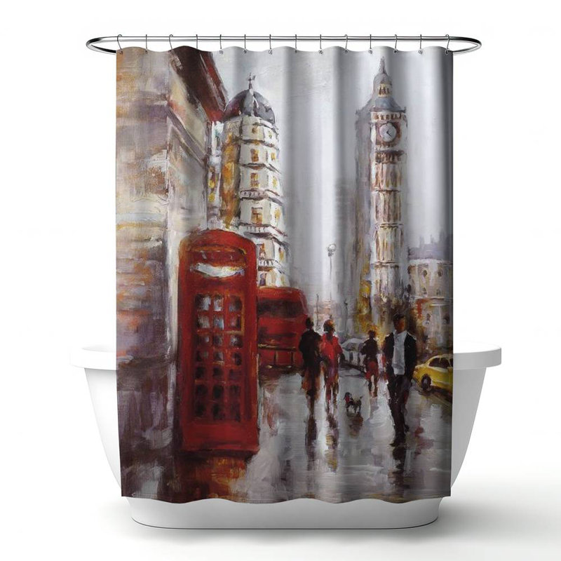 Shower Curtain CI128 – Polyester Shower Curtain, Dye Sublimation Print, 71" W × 74" L