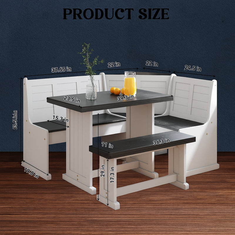 (yinuo)5-person Corner Dining Nook With Hidden Storage And Built-in Charging Port